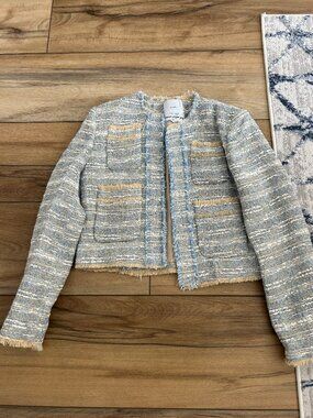 Mango Tweed Cropped Blazer Jacket